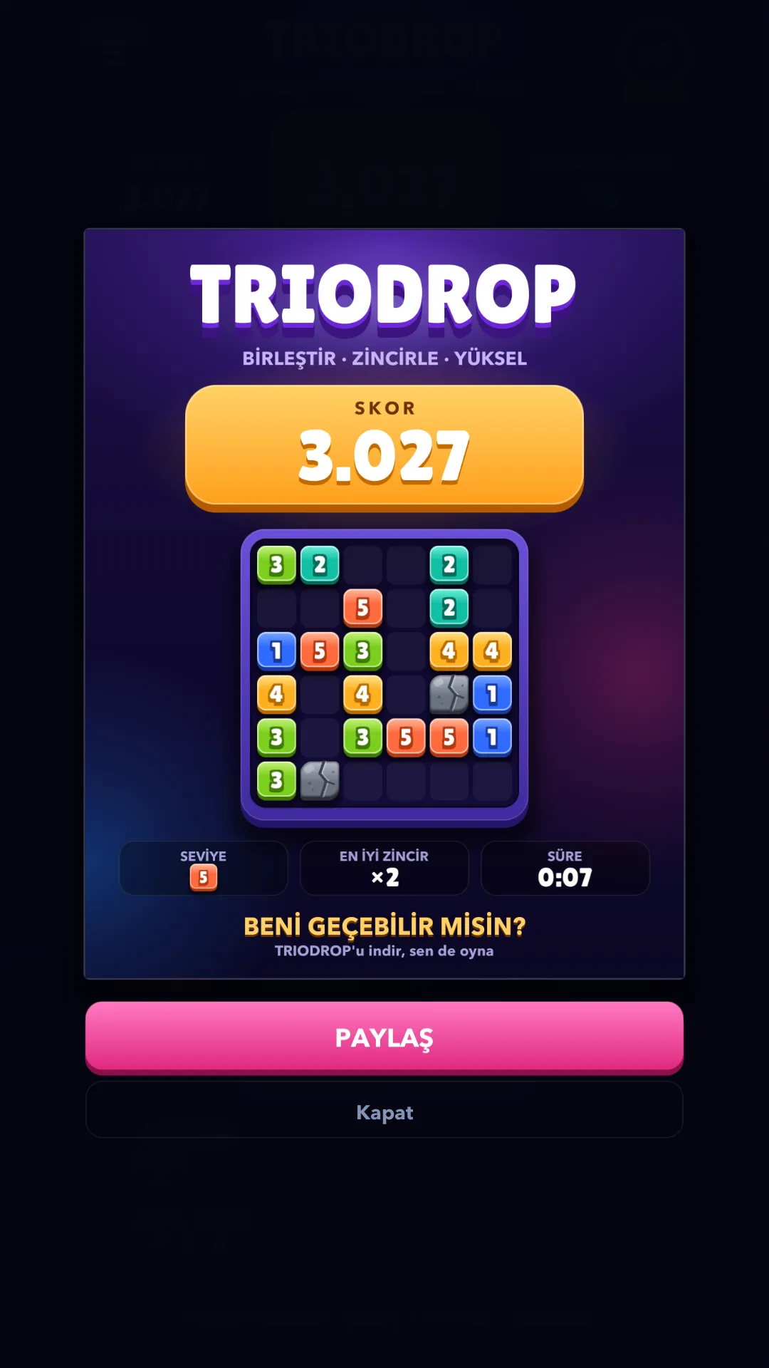 Paylaşılabilir skor kartı
