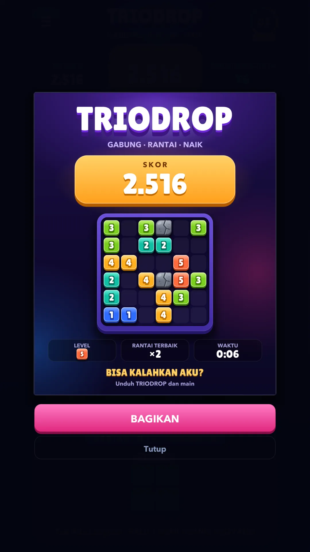 Kartu skor untuk dibagikan